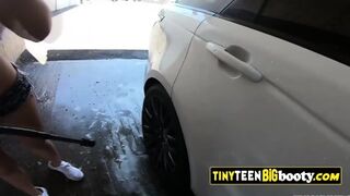 Busty Luna Star Blonde Teen At Car Wash Shows Off Tiny Waist