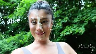 Cumwalk Public Blowjob - Marina Maya